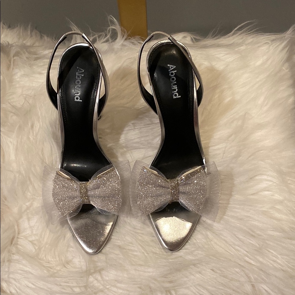 Abound Silver Peep-Toe Heels with Slingback